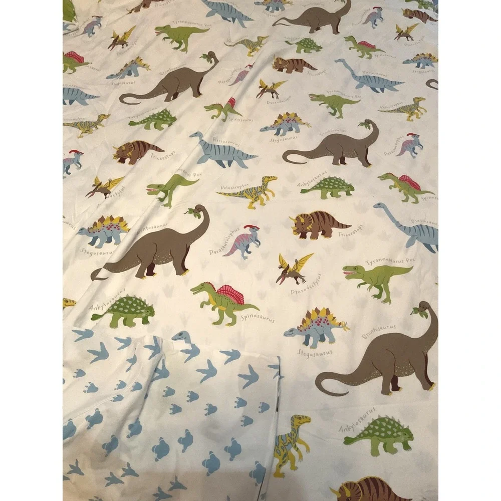 Dinosaur Print Zippered Duvet Cover Reversible Footprint Pattern Kids Bedding‎